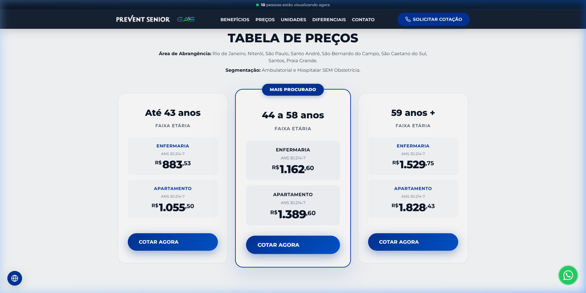 G.A.S Planos — Tabela de Preços e Cobertura